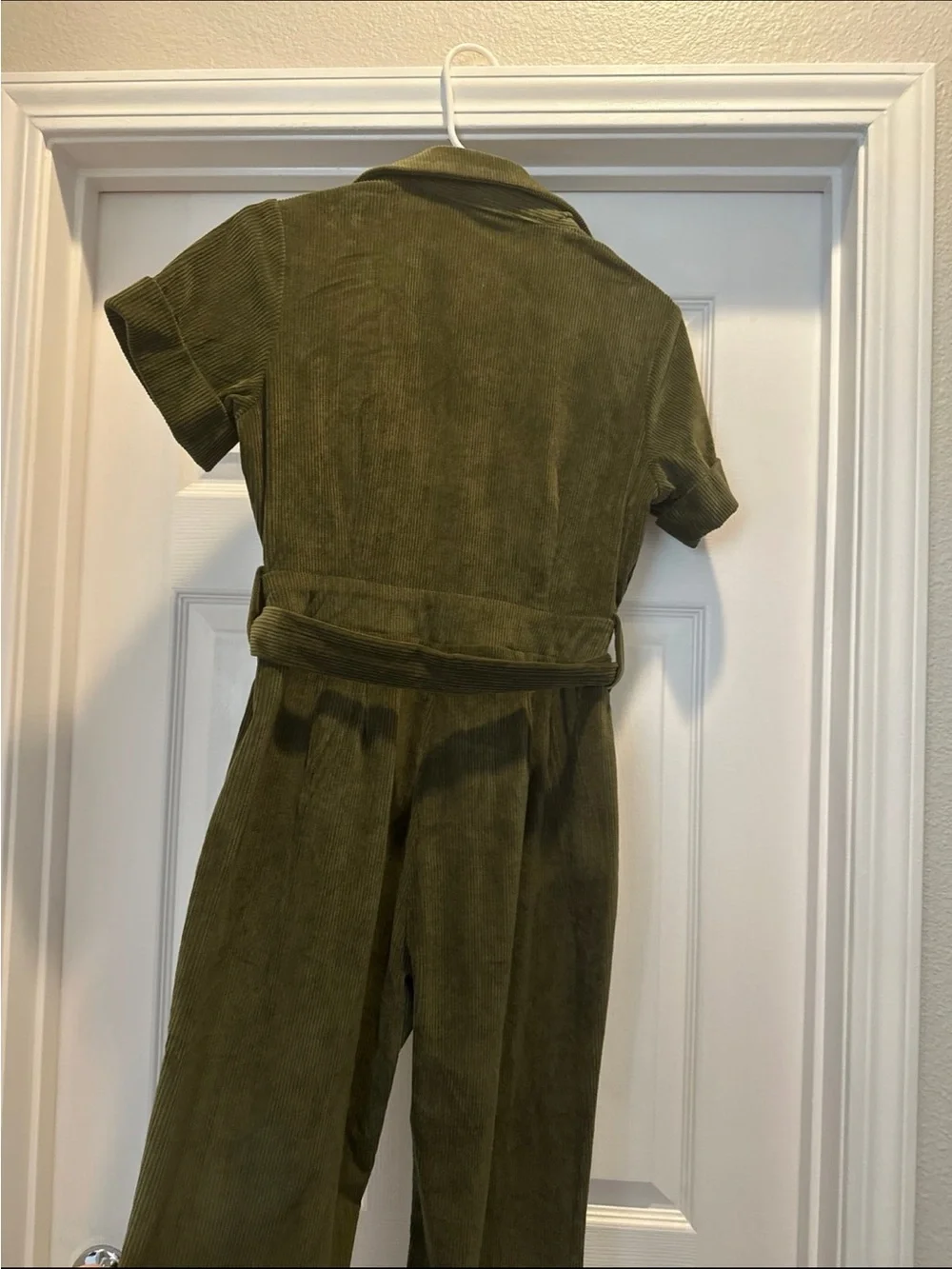 Nasty Gal Olive Utility Short-Sleeve Jumpsuit with Belt - Picture 6 of 6